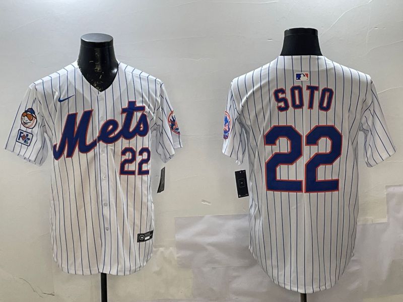 Men New York Mets #22 Soto White Stripe Game 2025 Nike MLB Jersey style 4